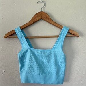 All in Motion Sky Blue Ribbed Cropped Workout Top XS